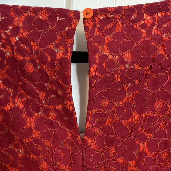 Talula | Two Tone Red and Orange Lace Dress - Small - Picture 6 of 6